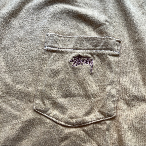 Authentic Stussy unisex women men long sleeve tshirt yellow size small - Picture 2 of 5